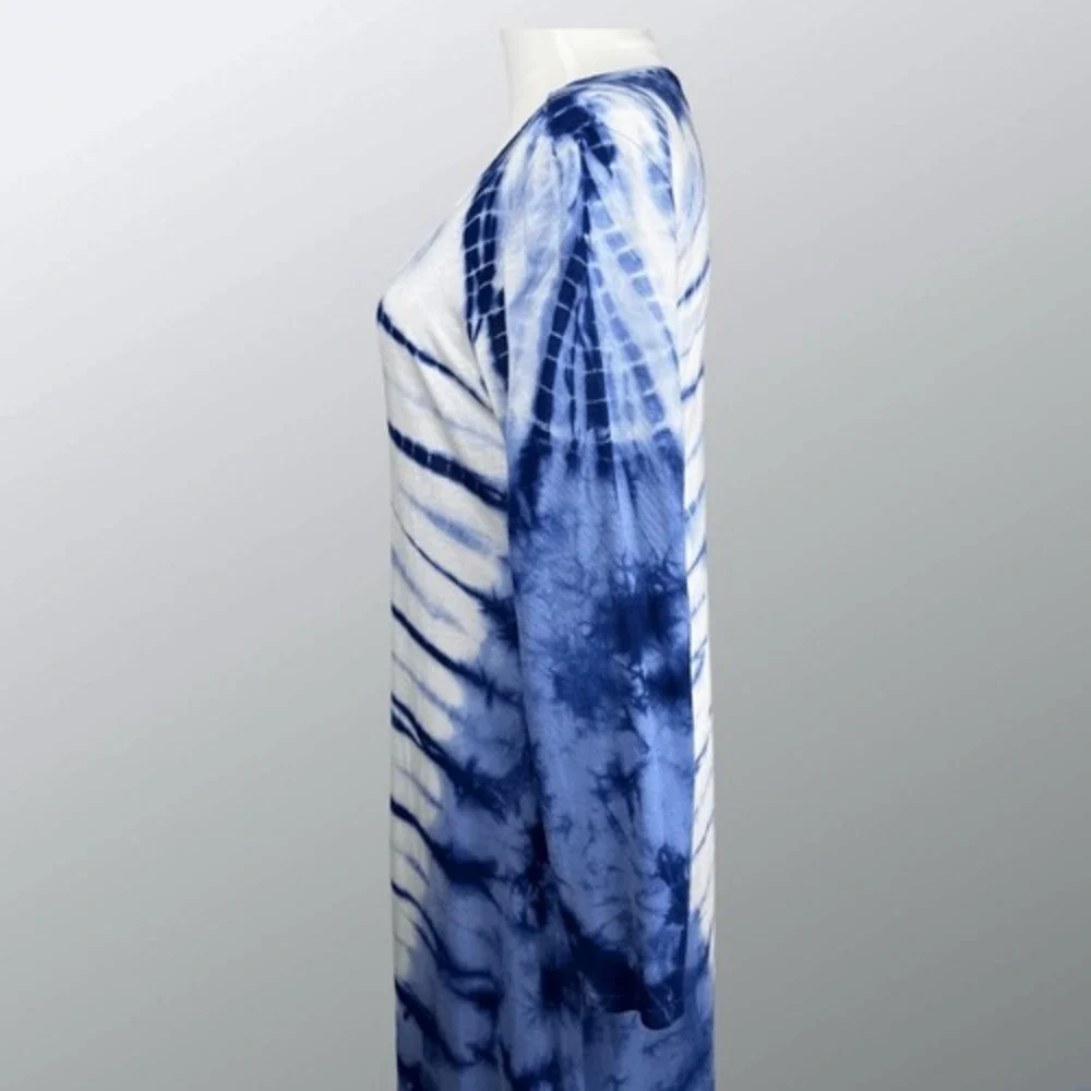Romeo & Juliet Couture Womens Tie Dye Maxi Dress Size L Blue White‎ Boho Resort - Picture 7 of 16